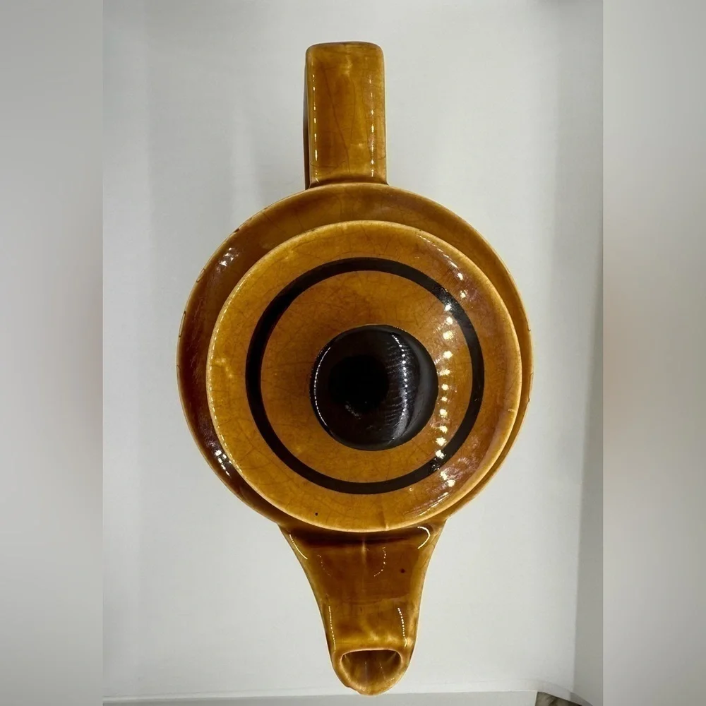 Coffee Pot Brown Geometric Design MCM • Made in Japan
